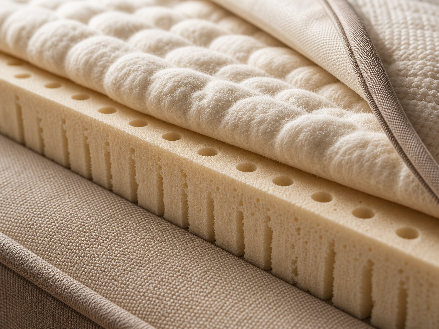 Natural latex and quilted cotton mattress materials